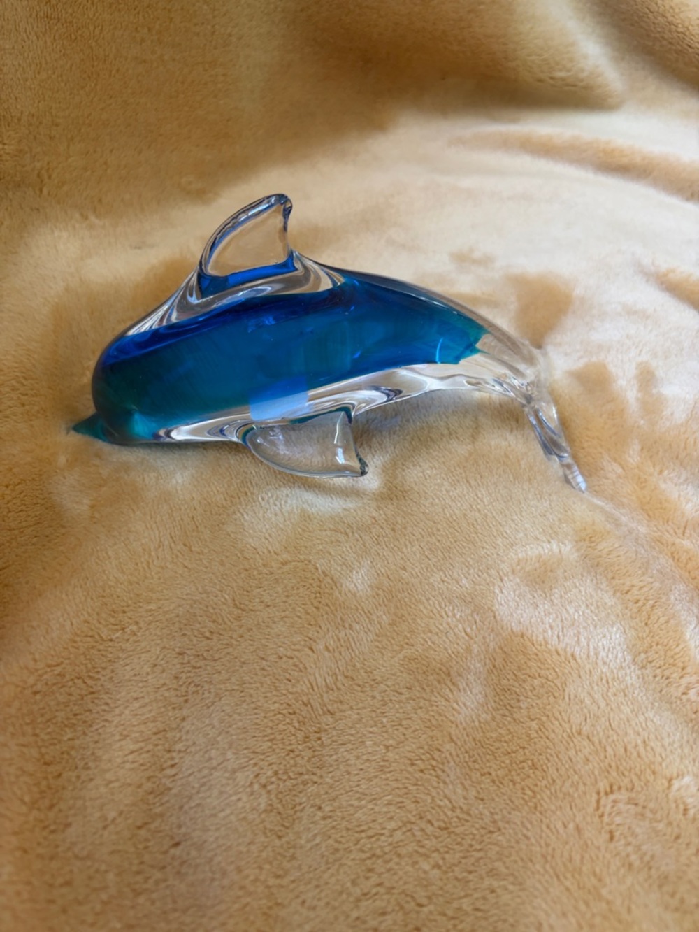 Blue Glass Dolphin Figurine